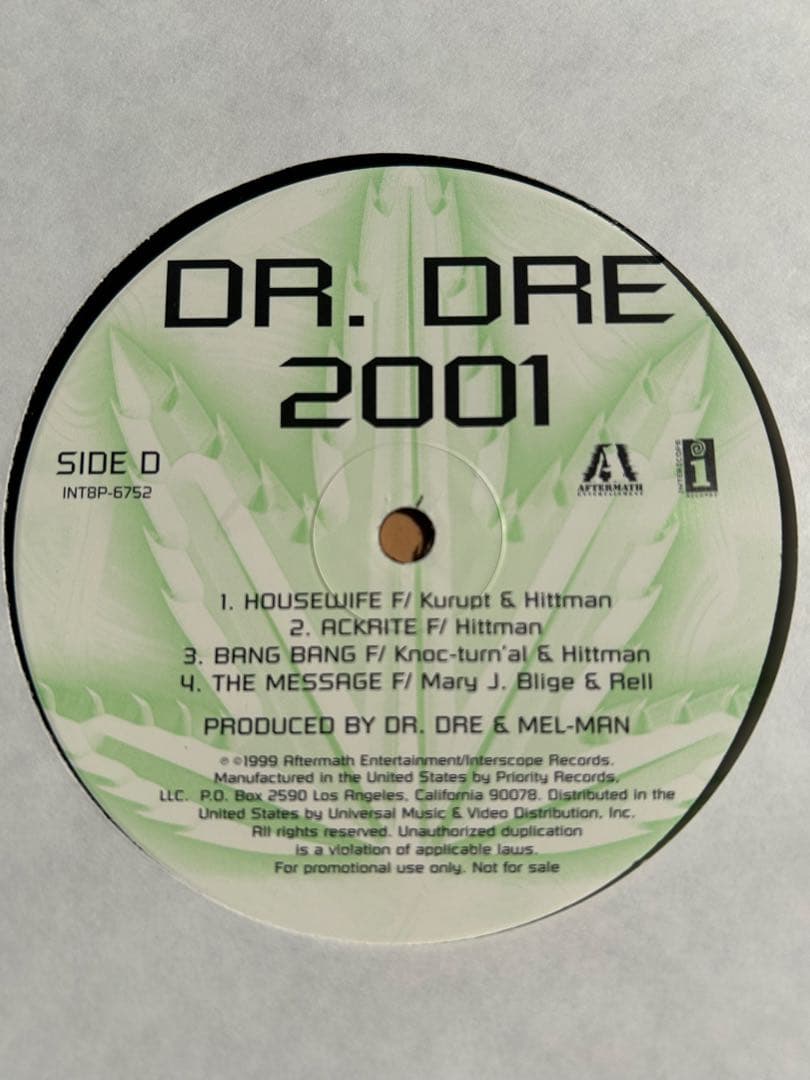 【レア盤】DR.DRE/2001(Clean Vinyl) 2LP