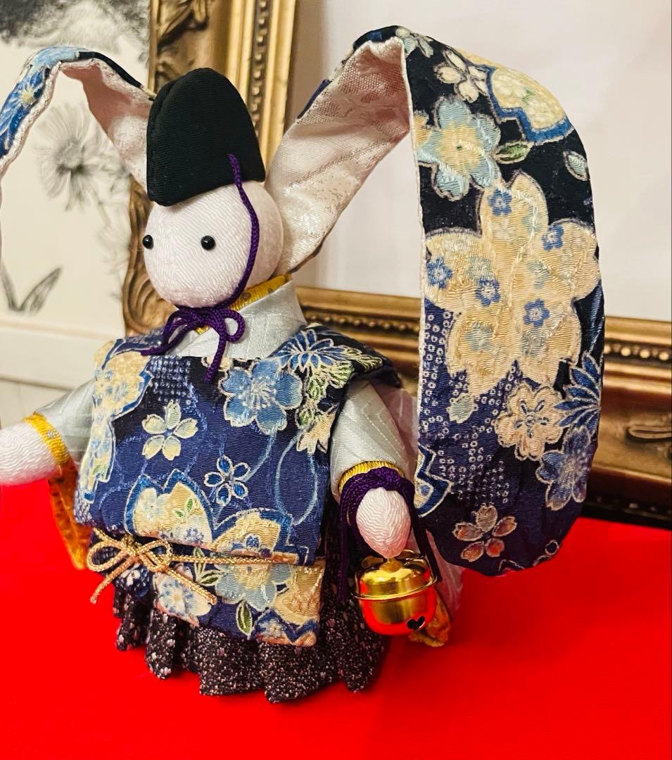 おばあちゃんのハンドメイド　着物うさぎ人形　ペアセット　お姫様うさぎ お雛様