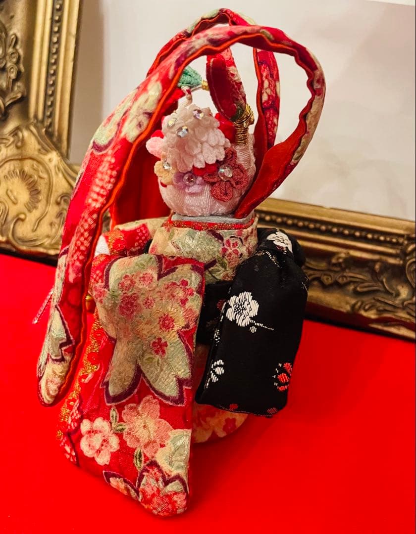 おばあちゃんのハンドメイド　着物うさぎ人形　ペアセット　お姫様うさぎ お雛様