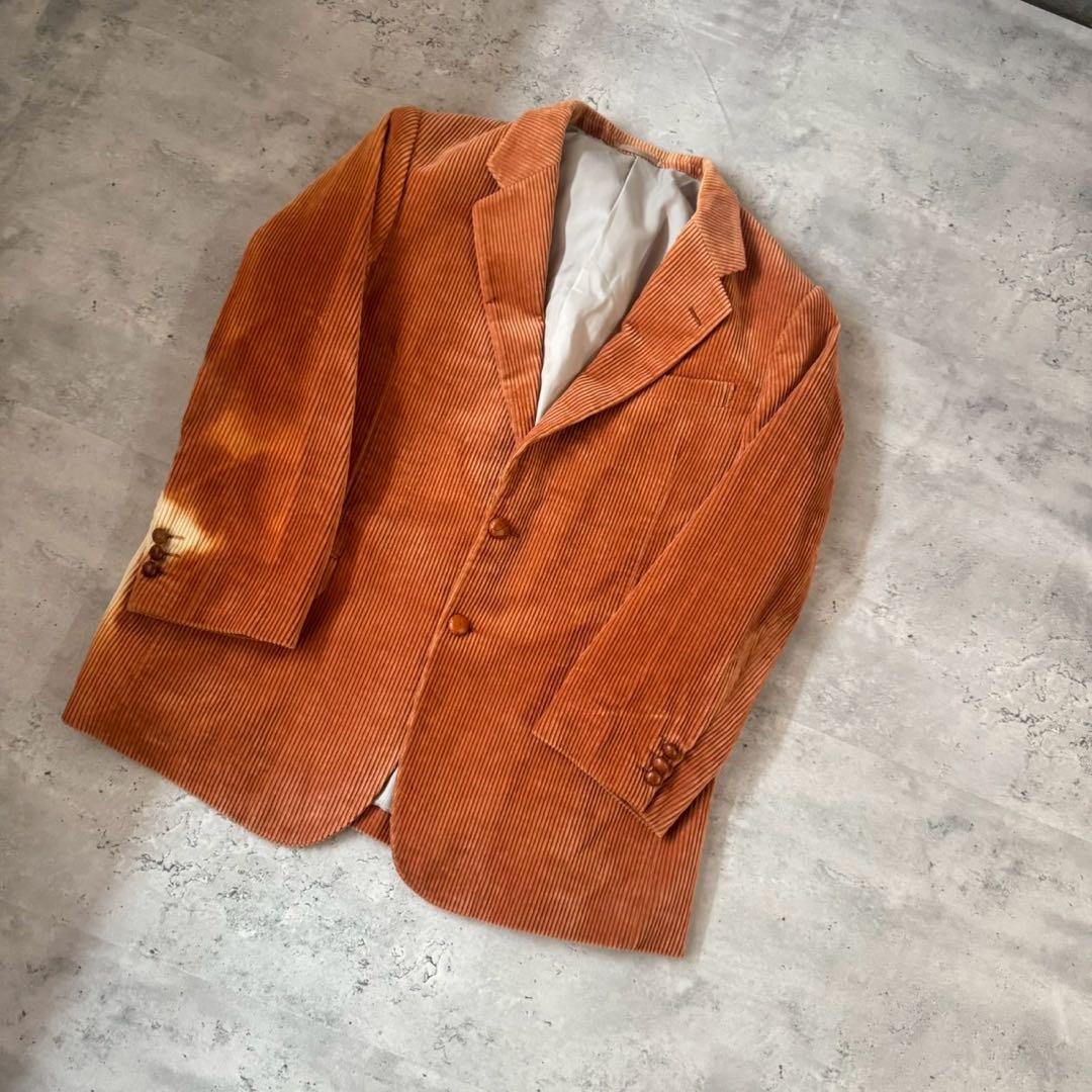 USED VINTAGE セットアップ　スーツ　コーデュロイ　オレンジ　ブリーチ