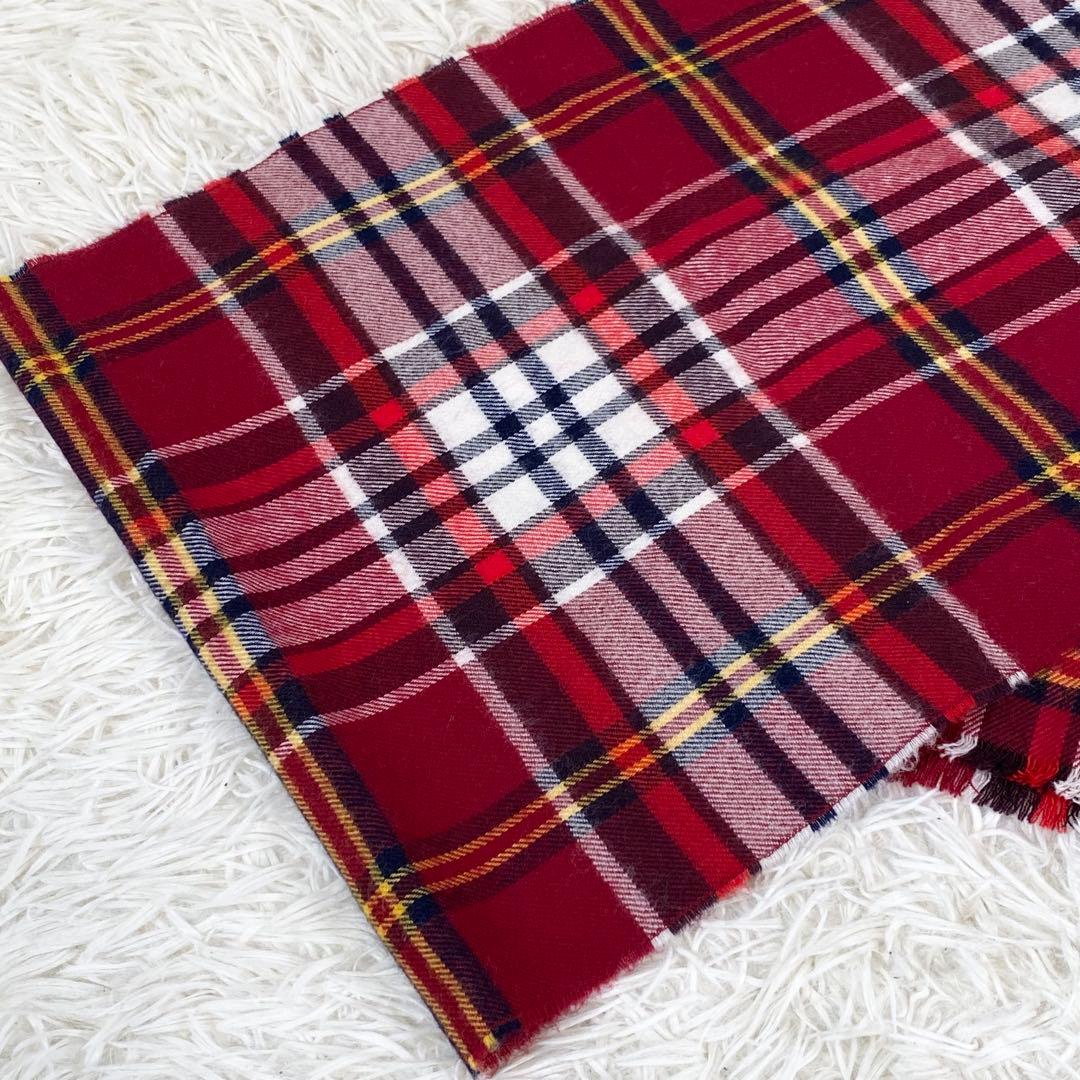 美品　Johnstons of Elgin ジョンストンズ　ウール マフラー　赤