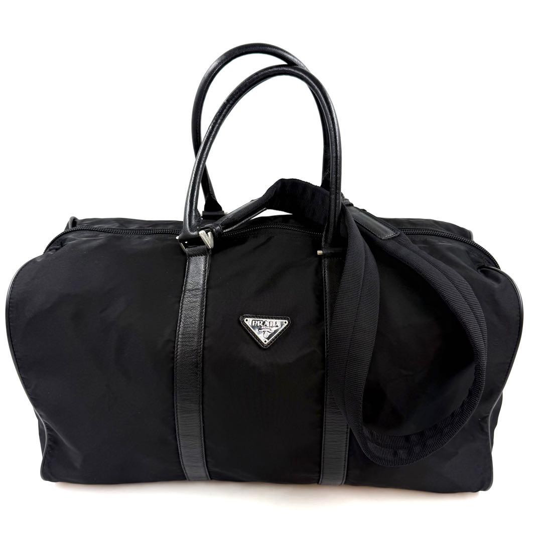 【美品】PRADA プラダ　ナイロンボストンバッグ三角ロゴ 2WAY 黒