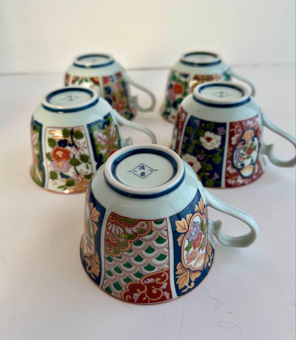 【新品】 有田焼 古伊万里 清秀 珈琲揃 カップ＆ソーサー 5客セット 桐箱入