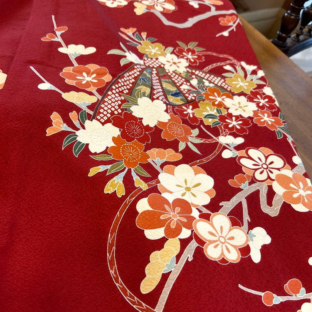 正絹　糸巻、花笠、橘振袖