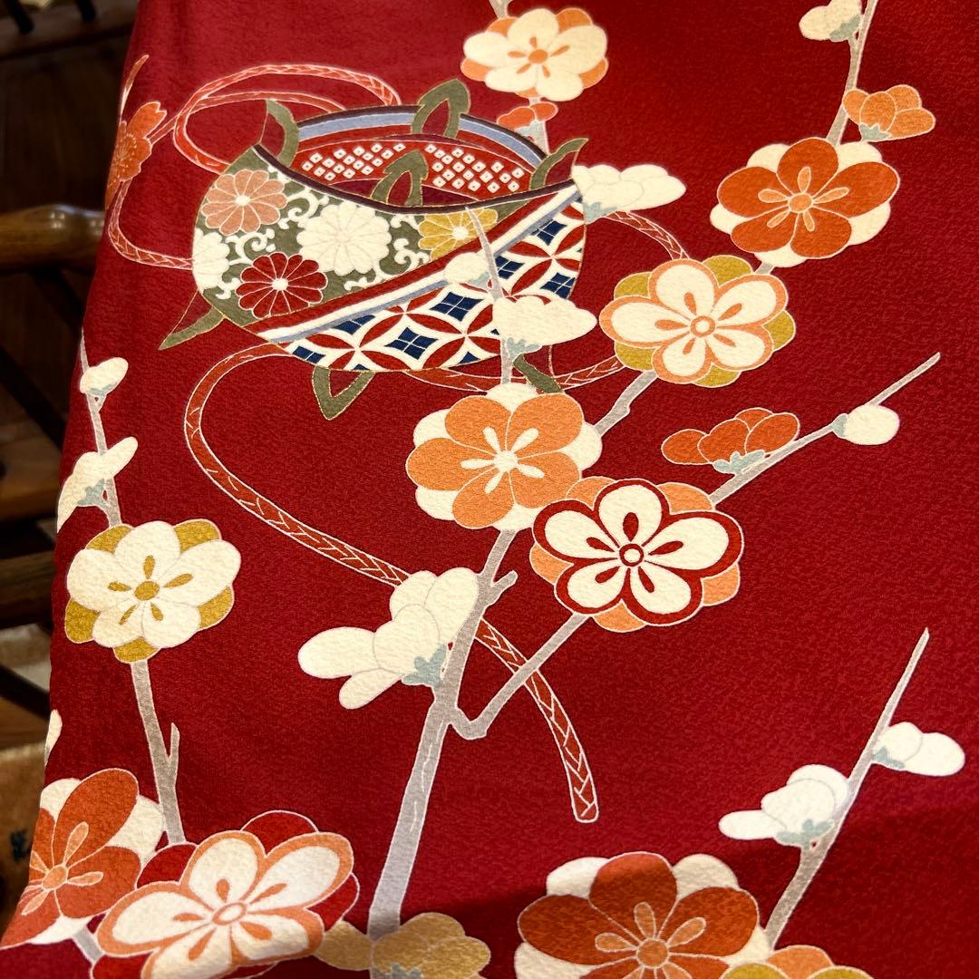 正絹　糸巻、花笠、橘振袖