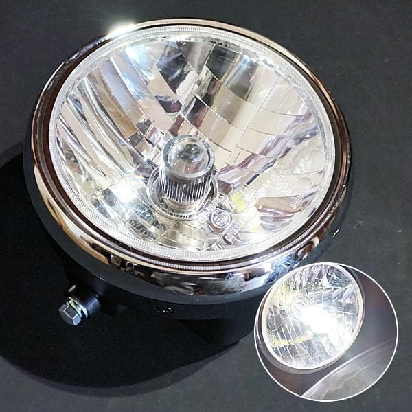 ヘッドライト H4 LEDバルブ ポジション付 メッキリム カワサキ車汎用