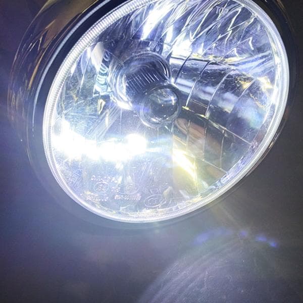 ヘッドライト H4 LEDバルブ ポジション付 メッキリム カワサキ車汎用