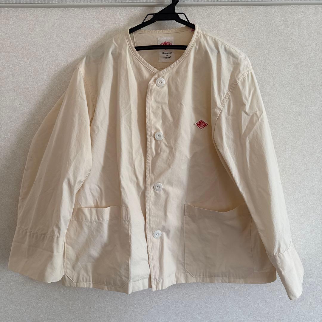 Downproof Collarless Short Jacket オフホワイト