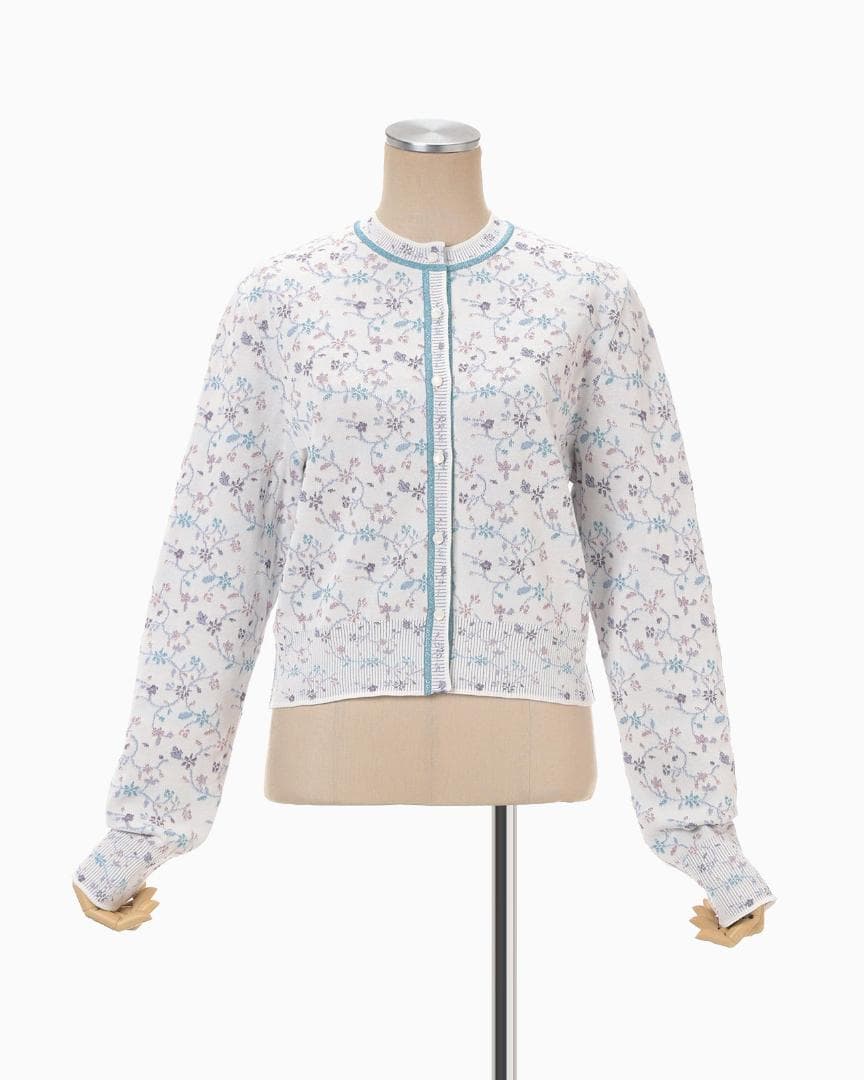 トップス Floral Motif Glitter Knit Cardigan