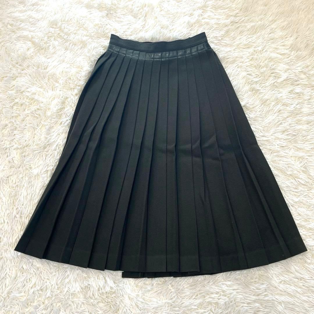 Christian Dior ラムレザー ウール　ラップスカート　プリーツ　M