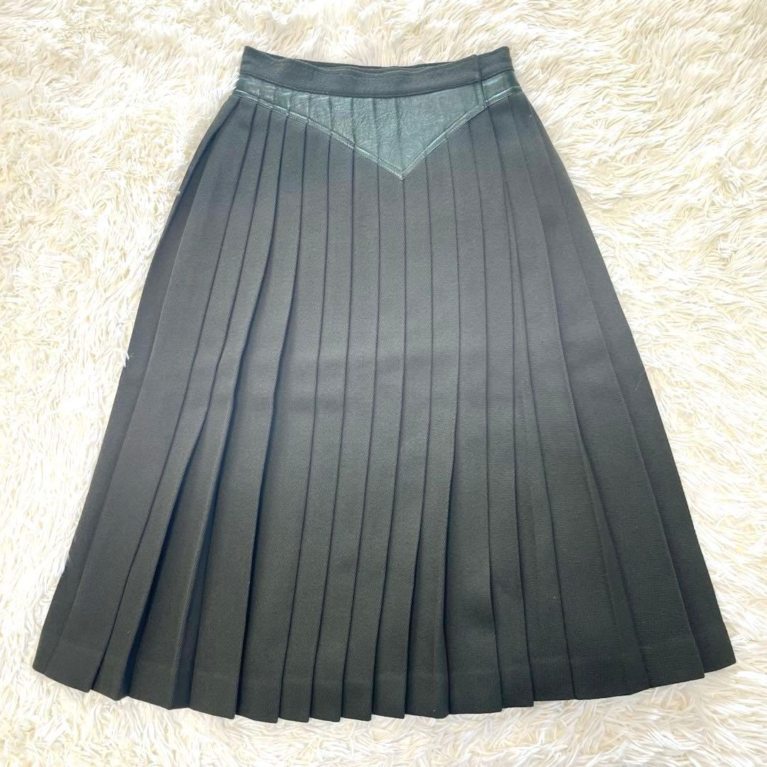 Christian Dior ラムレザー ウール　ラップスカート　プリーツ　M