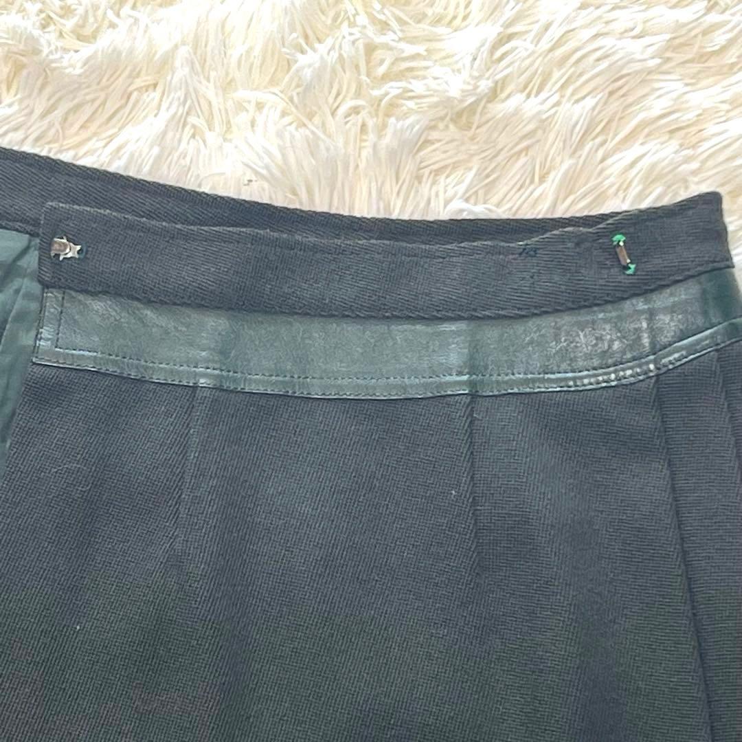 Christian Dior ラムレザー ウール　ラップスカート　プリーツ　M