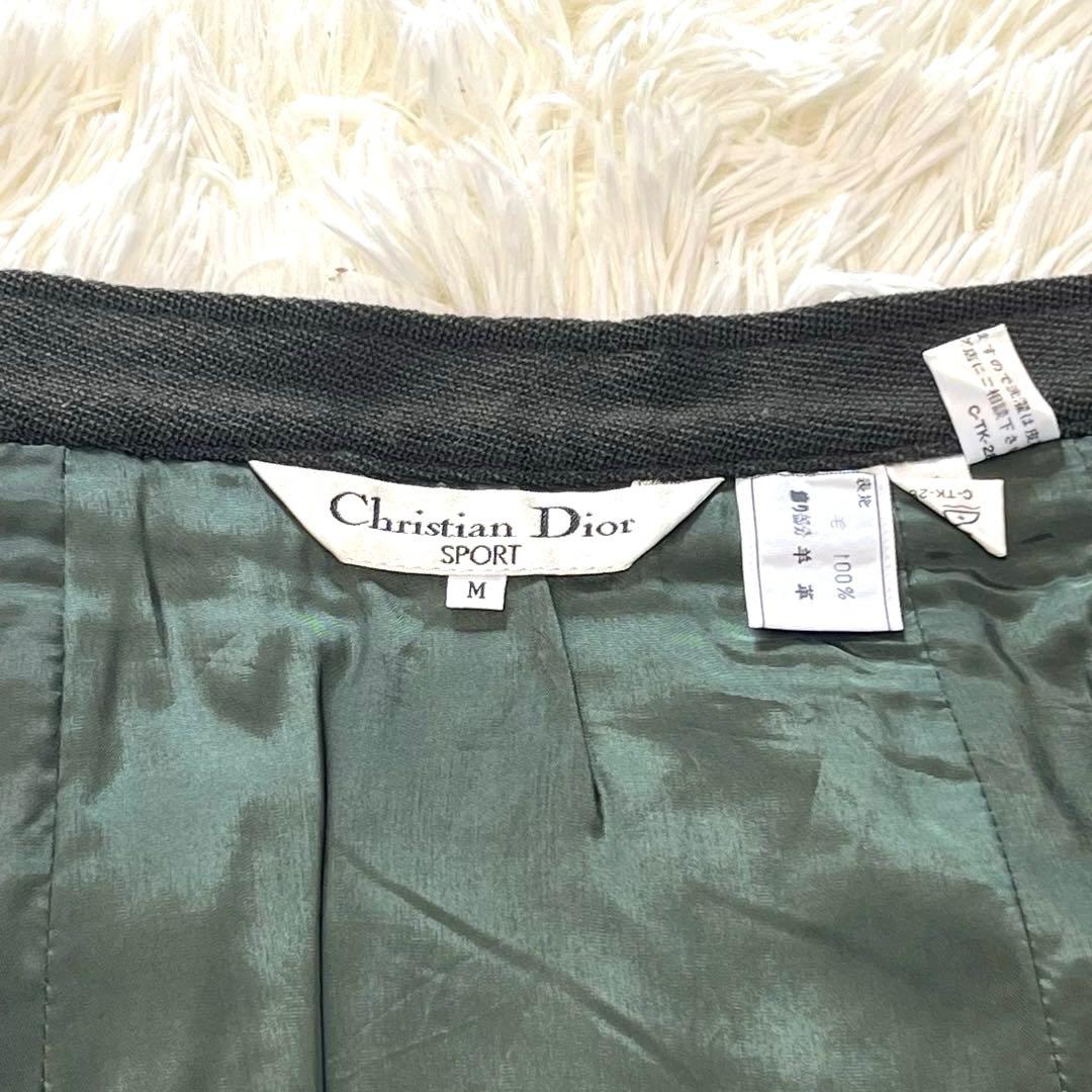 Christian Dior ラムレザー ウール　ラップスカート　プリーツ　M