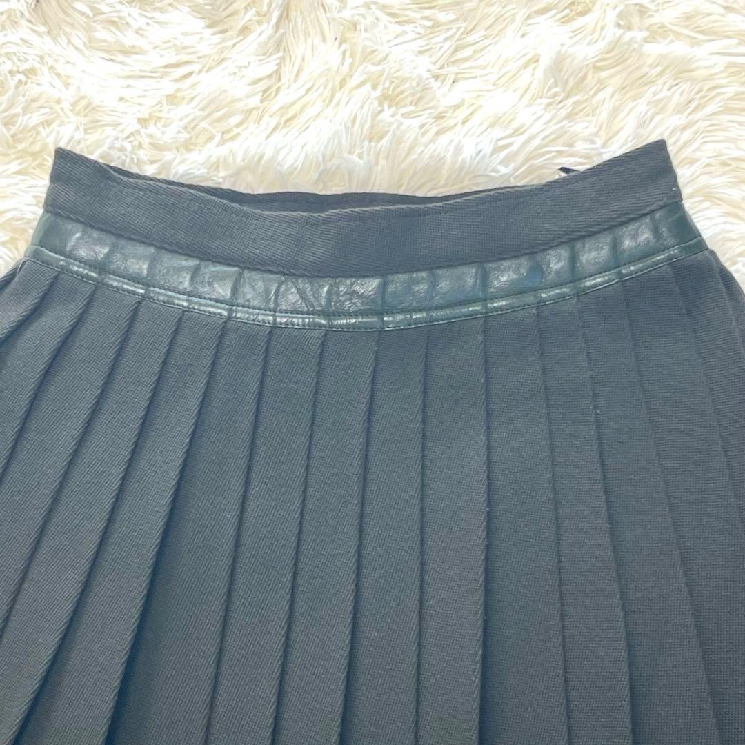 Christian Dior ラムレザー ウール　ラップスカート　プリーツ　M