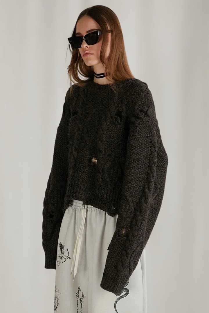 トップス PRANK PROJECT Vintage Cable Short Knit