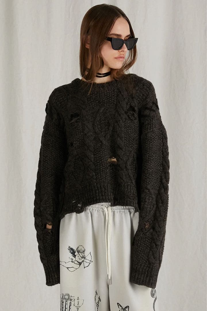 トップス PRANK PROJECT Vintage Cable Short Knit