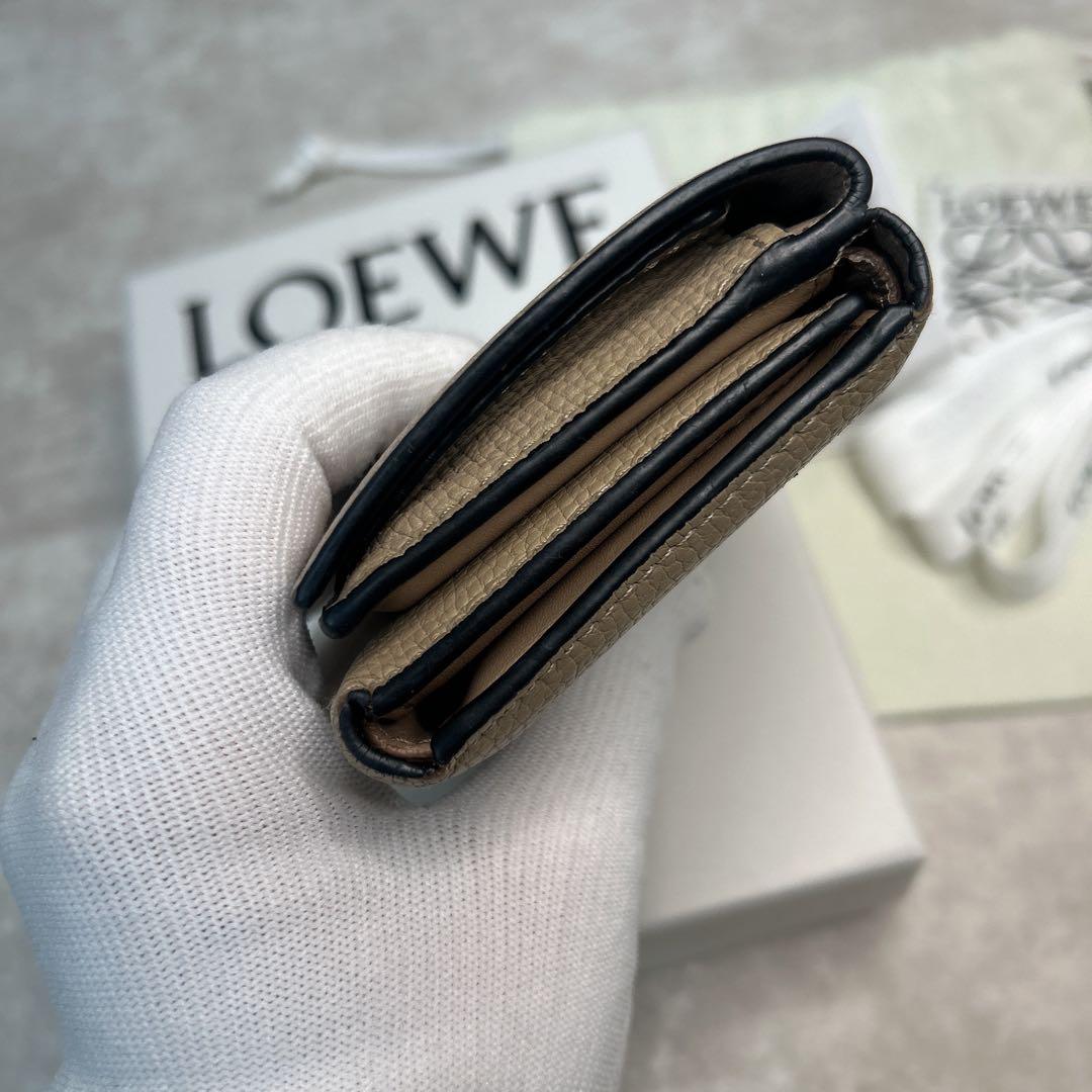 美品✨ LOEWE ロエベ トライフォールド 三つ折り財布 サンド 箱 袋付き