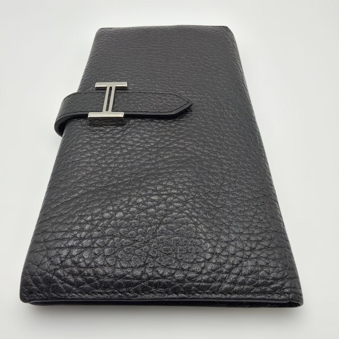 HERMES エルメス ベアン 長財布 トゴ ブラック H金具 二つ折り