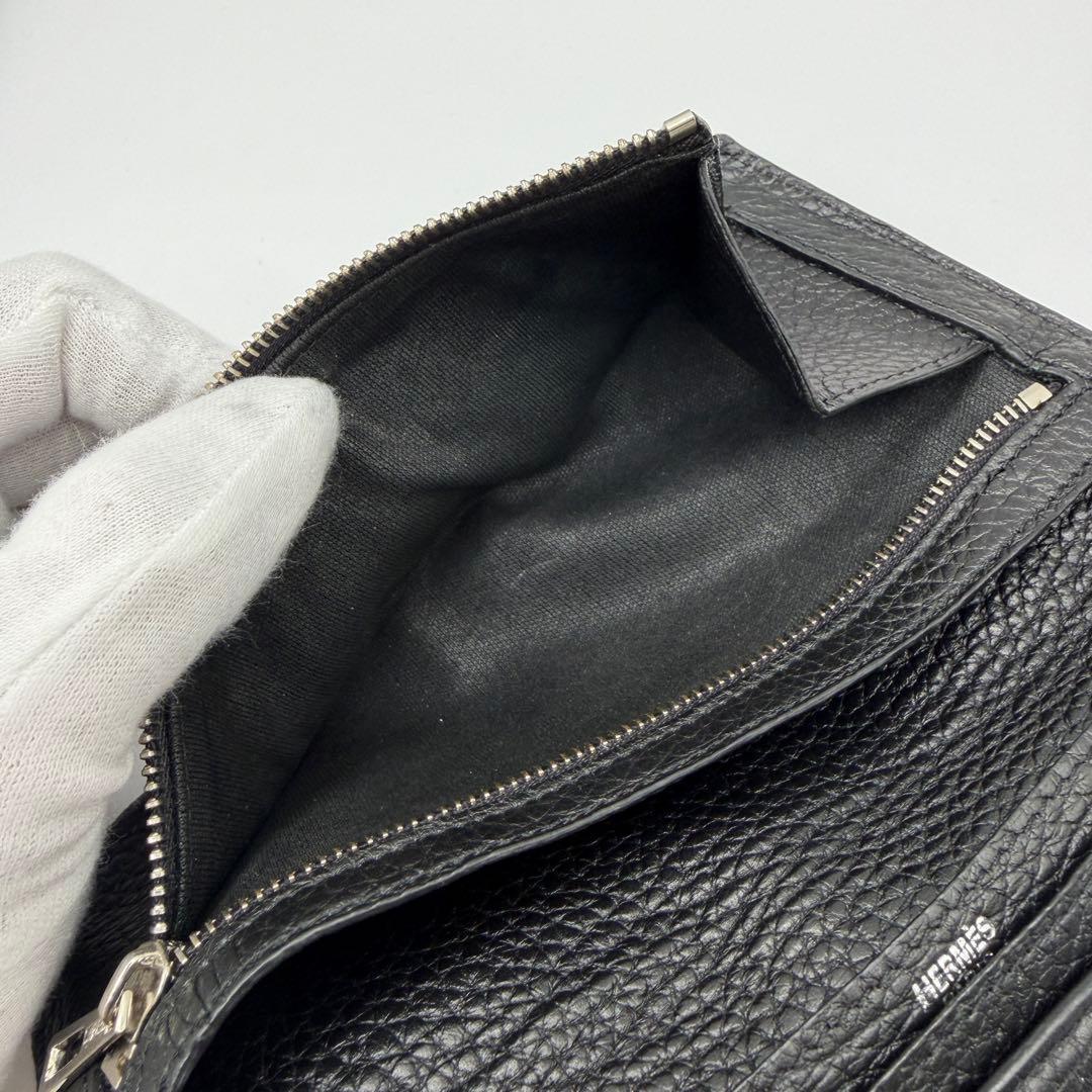 HERMES エルメス ベアン 長財布 トゴ ブラック H金具 二つ折り