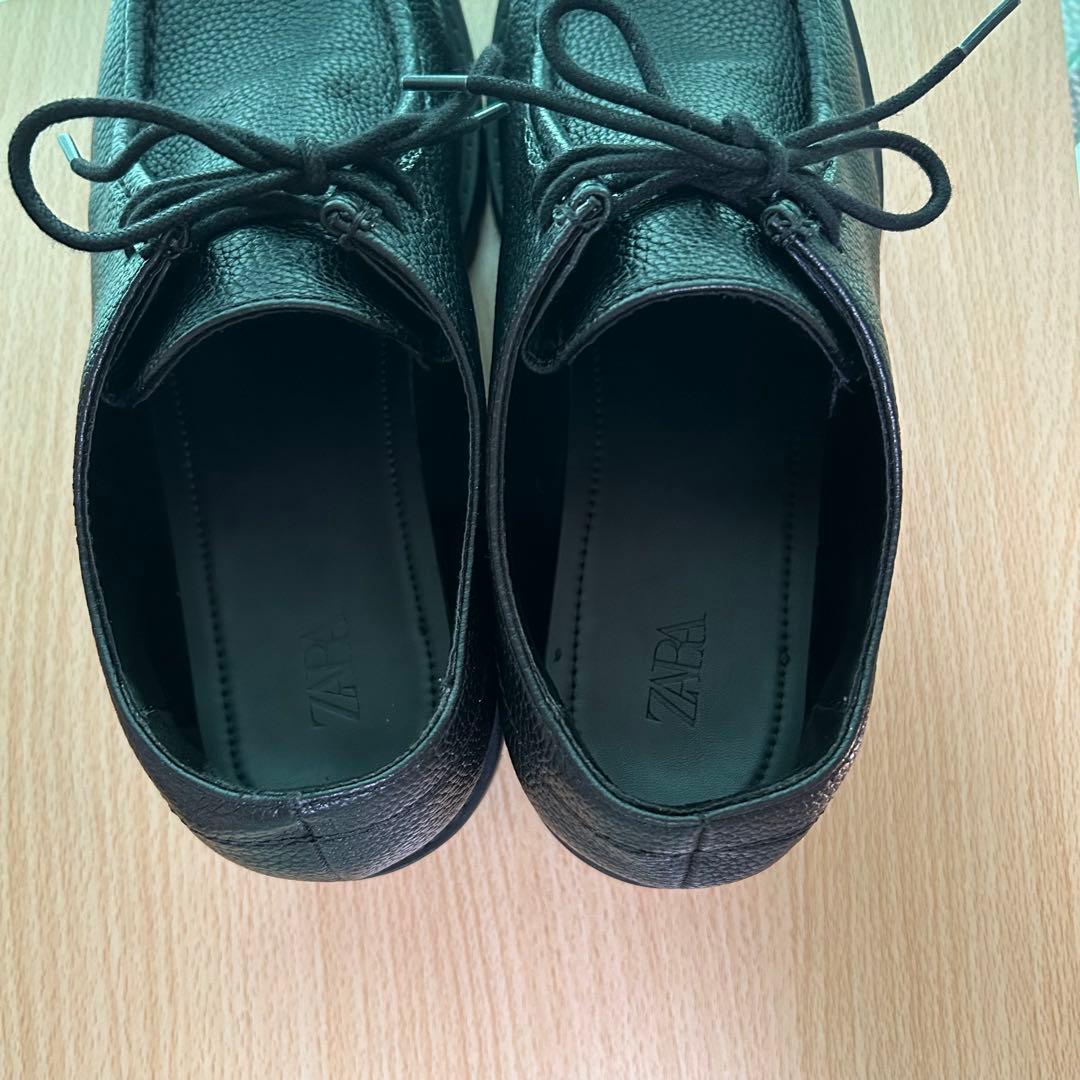 ZARA モックトゥシューズ チロリアン ブラック レザー モカシン black