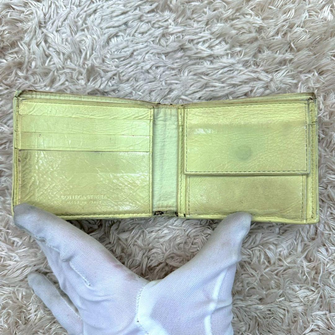 【美品】ボッテガヴェネタ 二つ折り財布 イエロー カセット ユニセックス