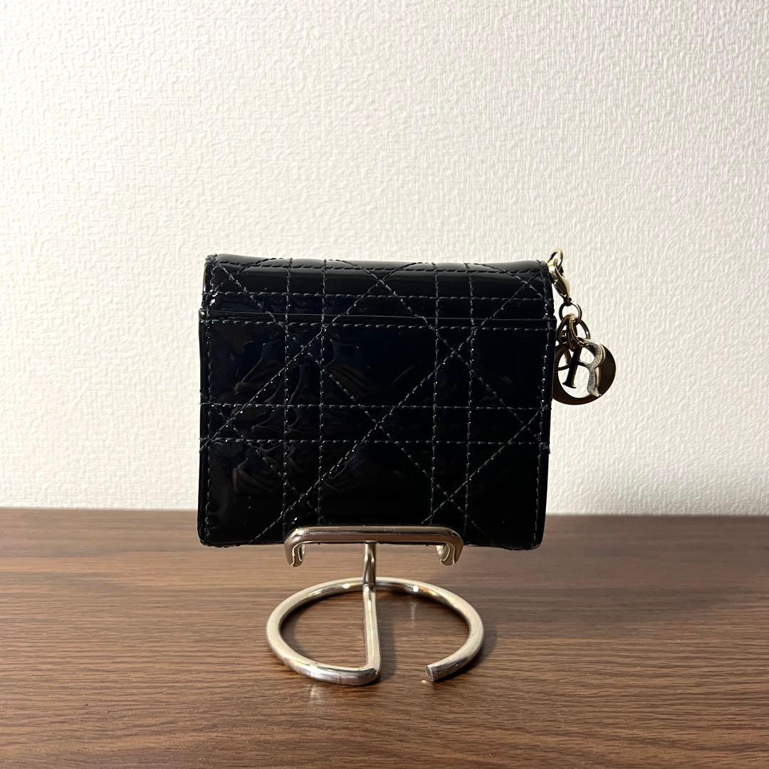 クリスチャンディオール 三つ折り財布 レディディオール カナージュ エナメル