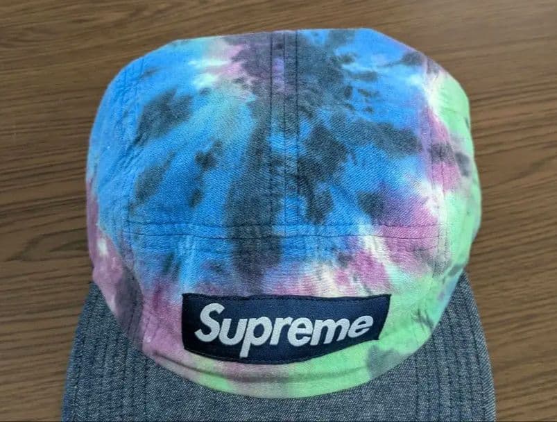 【マツ】supreme キャップ　タイダイ　ネイビー