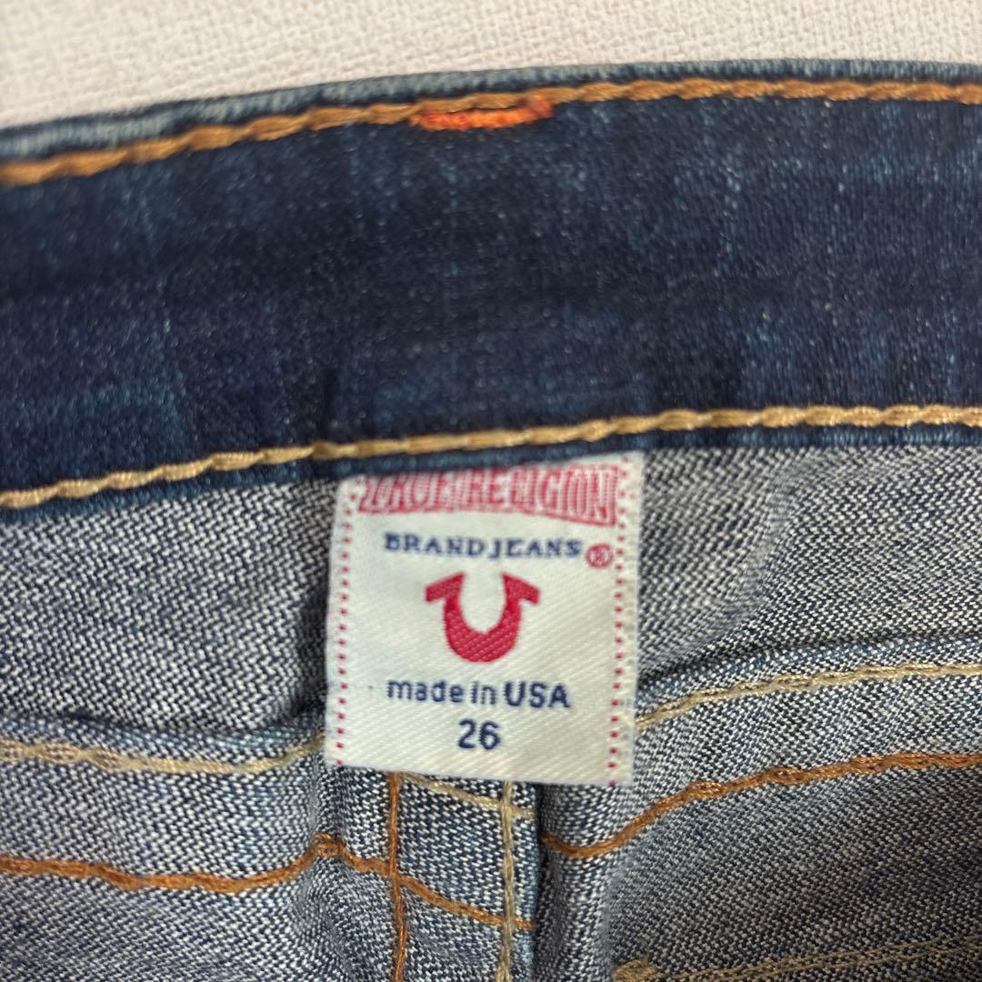 a336【TRUE RELIGION】レディース　26 ブーツカット　ダメージ