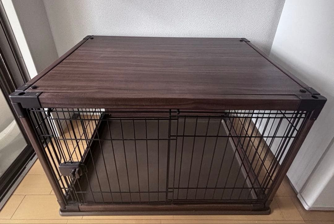 【てっち】犬用ケージ ダークブラウン