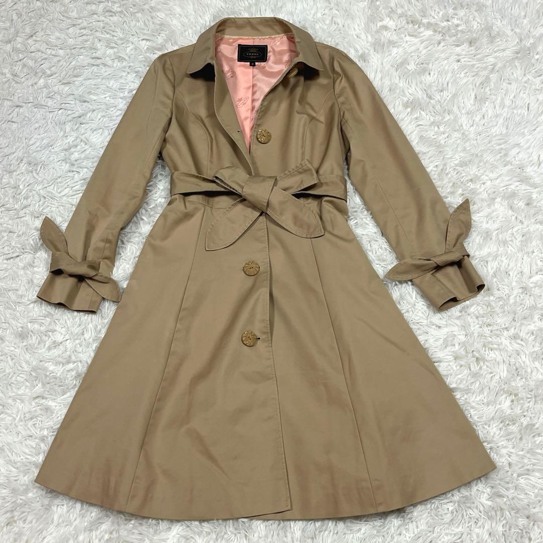 極美品✨TOCCA トレンチコート ミディロング リボンベルトAライン ベージュ