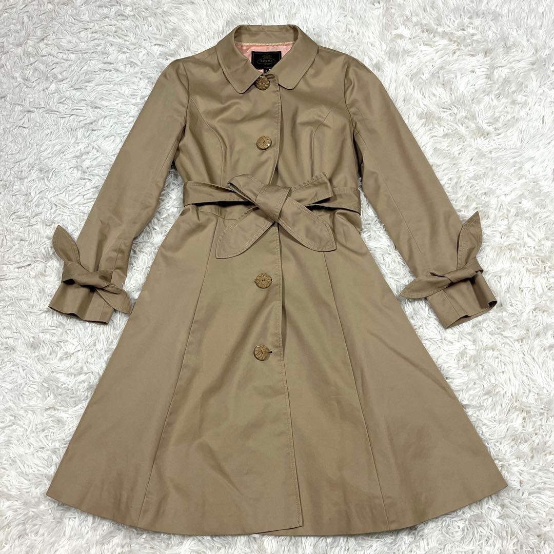 極美品✨TOCCA トレンチコート ミディロング リボンベルトAライン ベージュ