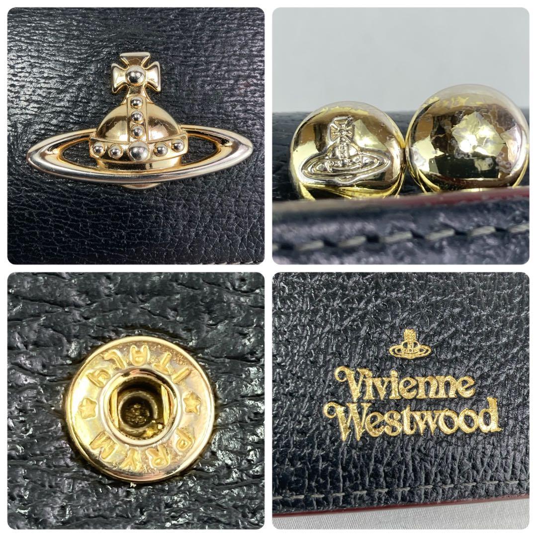 【美品】Vivienne Westwood 三つ折り財布　ブラック　オーブロゴ