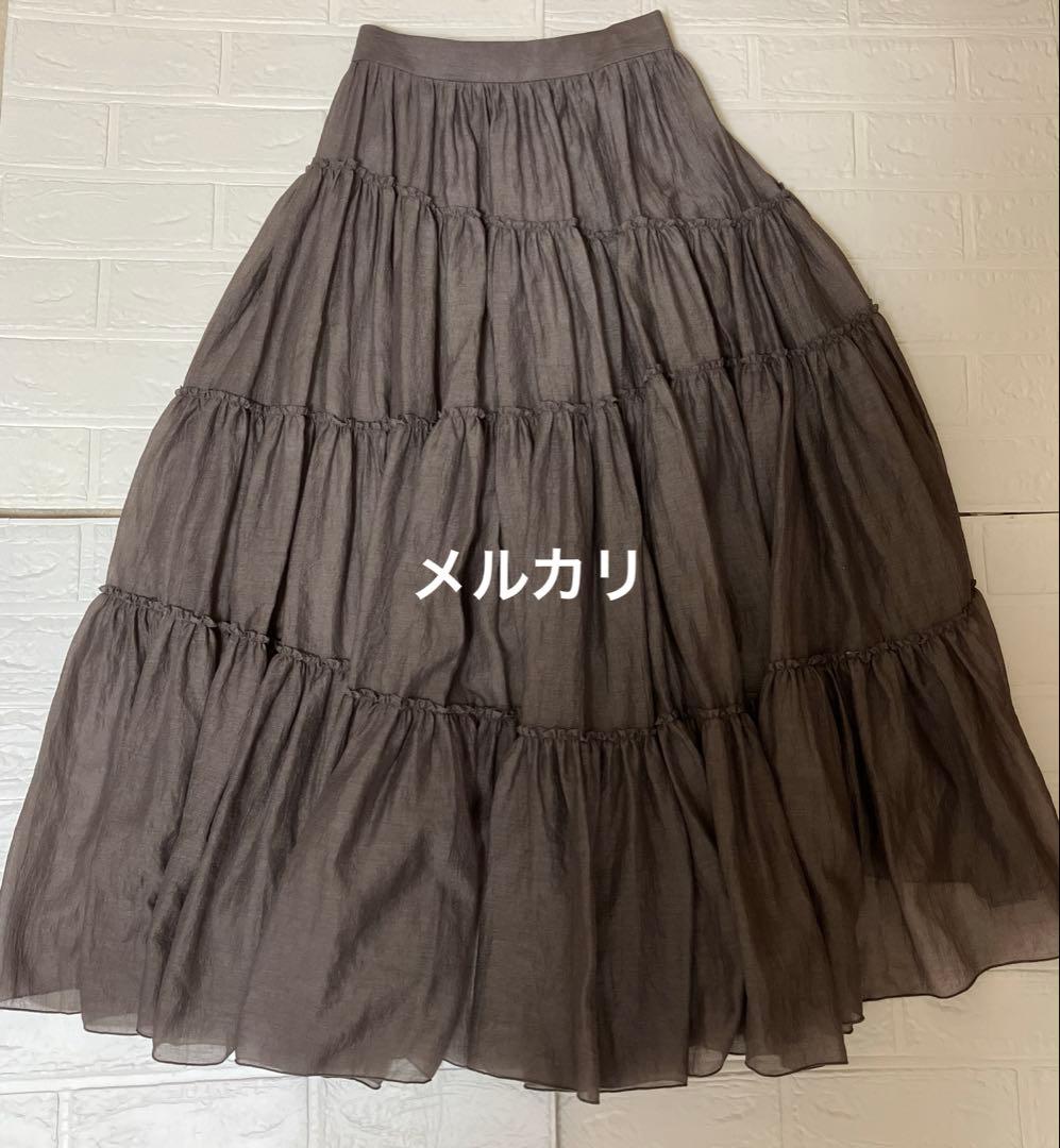 極美品✨anuans ボリュームティアードオーガンジースカート　S
