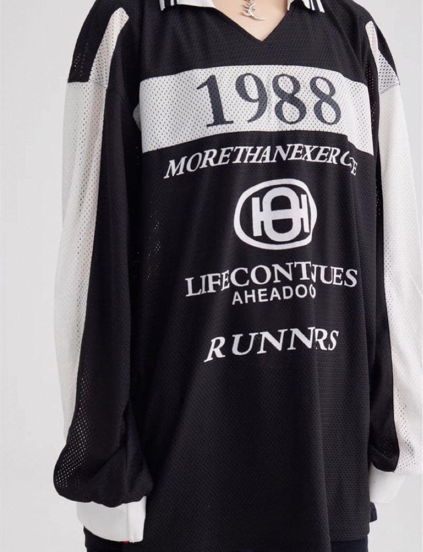 【Y2K】peoplestyle オーバーサイズロングポロシャツ サイズM