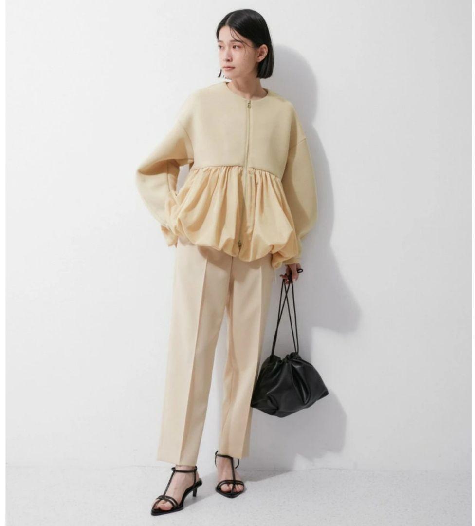 ADAM ET ROPÉ ダンボールタフタペプラムカーディガン　ジャケット