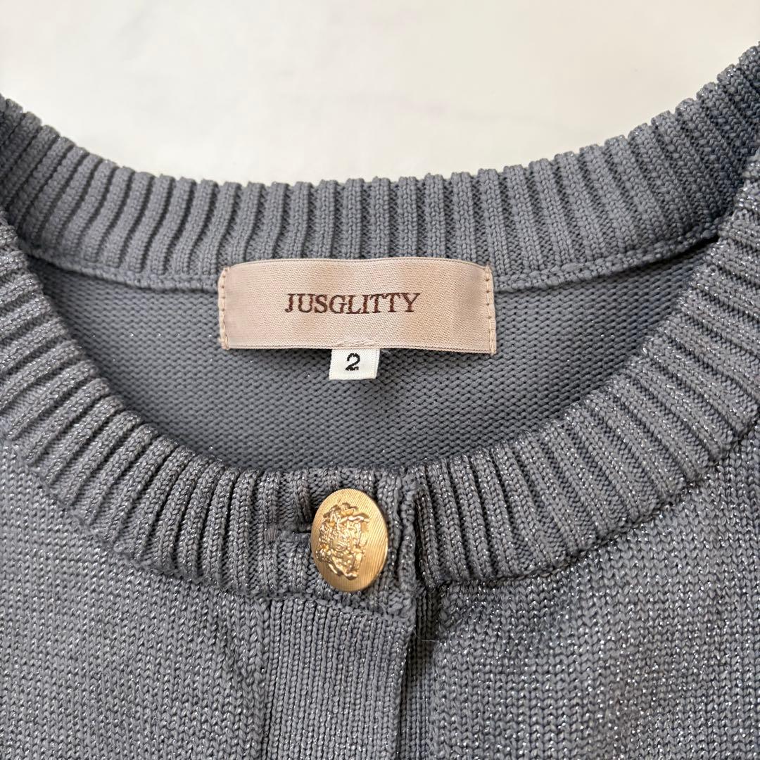 美品　JUSGLITTY 鹿沼さんコラボ　キラキラニットジャケット24SS