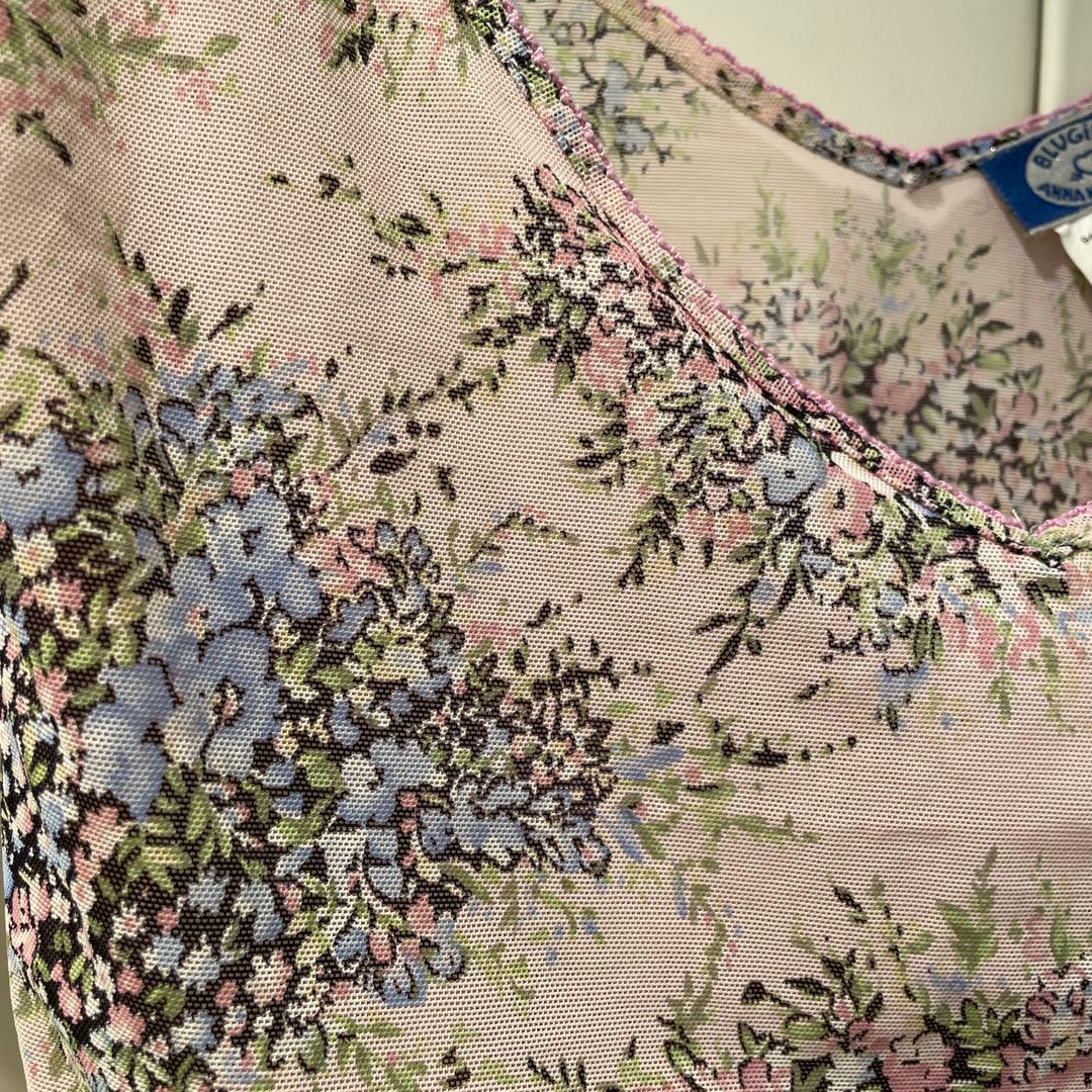 1990年代　美品　アンナモリナーリBLUGIRL 花柄 メッシュトップスD32