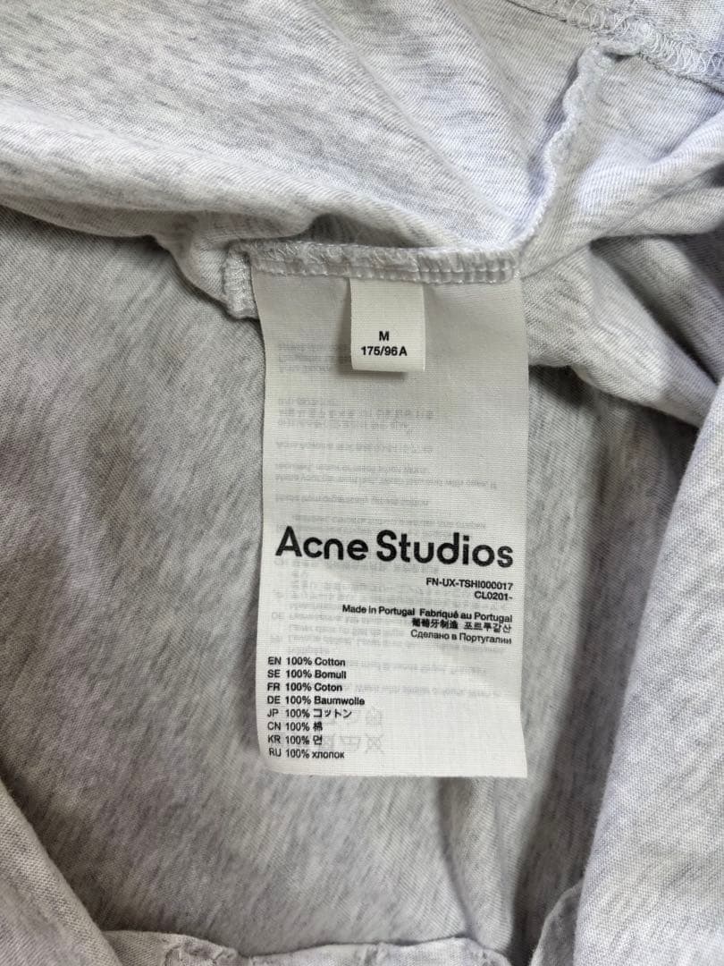 AcneStudios ロゴTシャツ　リラックスユニセックスフィット　グレー