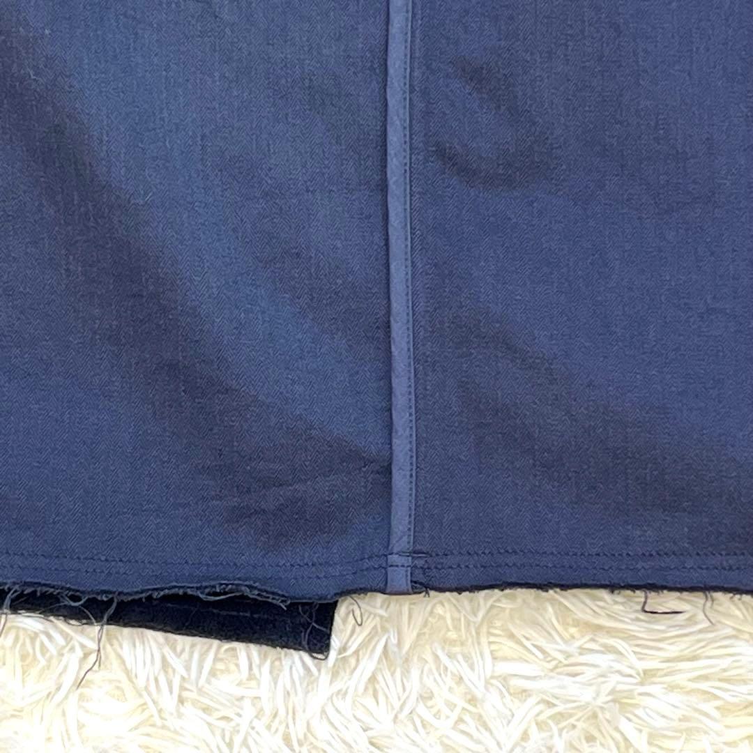 MADISONBLUE ノーカラーコート　コットン　ヘリンボーン　ネイビー