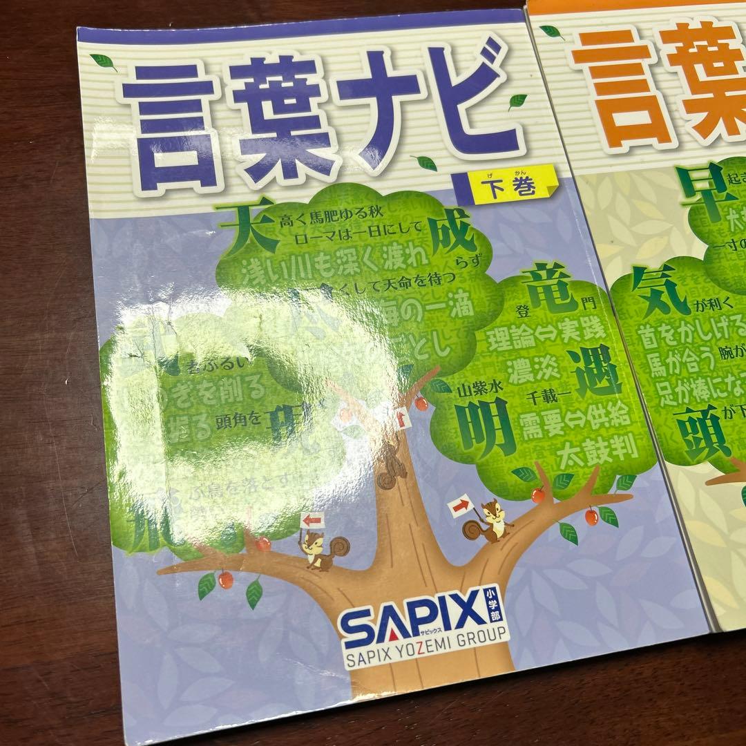 ⑲や　未記入　重要教材　サピックス　SAPIX 言葉ナビ 上巻・下巻セット