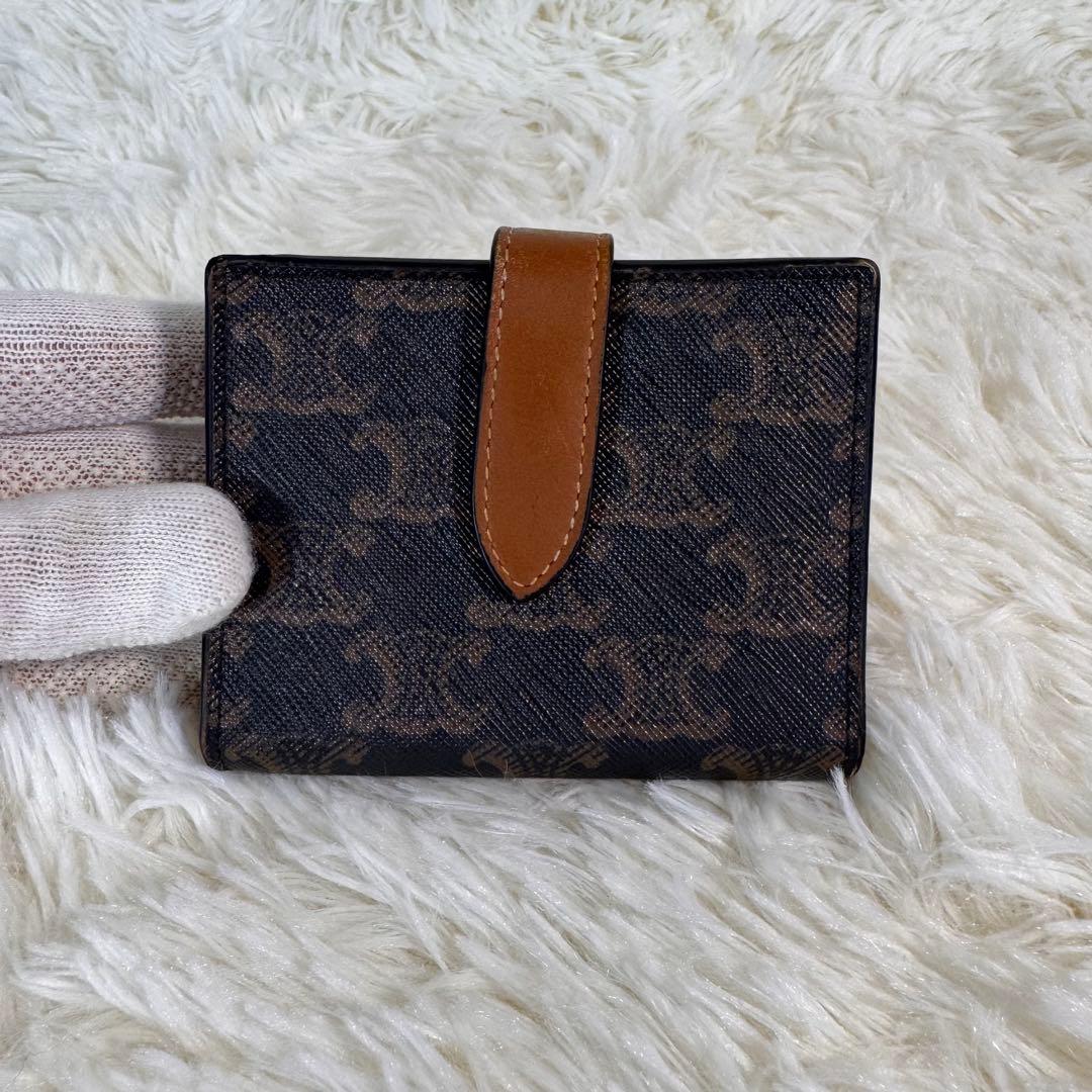 CELINE セリーヌ 折り財布 トリオンフ マカダム PVC レザー 多収納