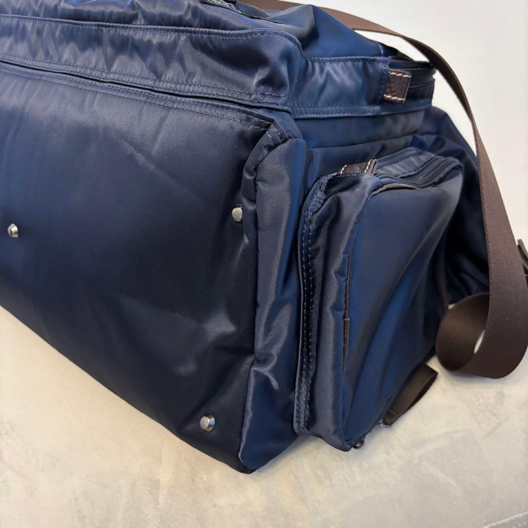 未使用級☆2way PORTER 吉田カバン ダッフルバッグネイビー紺革レザー