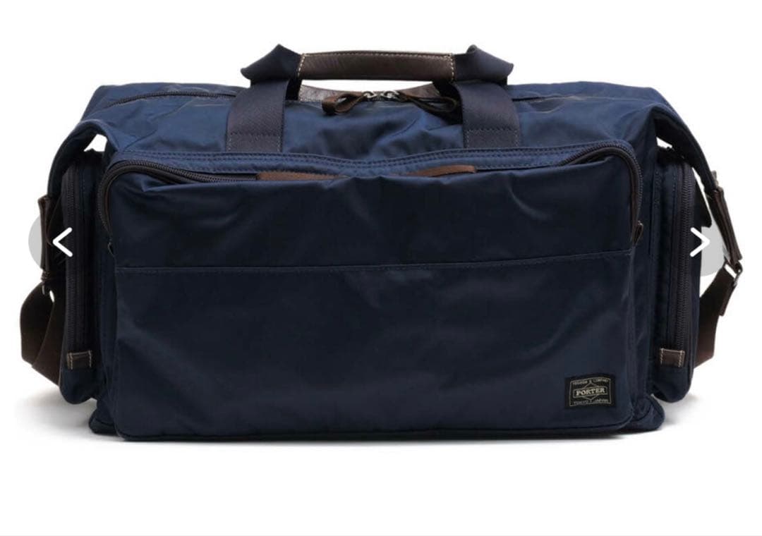 未使用級☆2way PORTER 吉田カバン ダッフルバッグネイビー紺革レザー