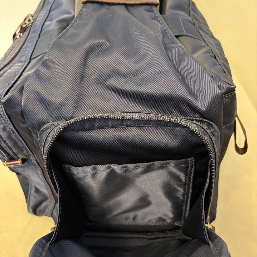 未使用級☆2way PORTER 吉田カバン ダッフルバッグネイビー紺革レザー