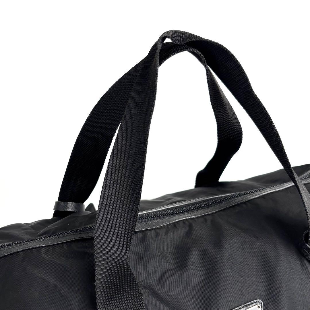 極美品 PRADA プラダ ボストンバッグ ナイロン×サフィアーノレザー