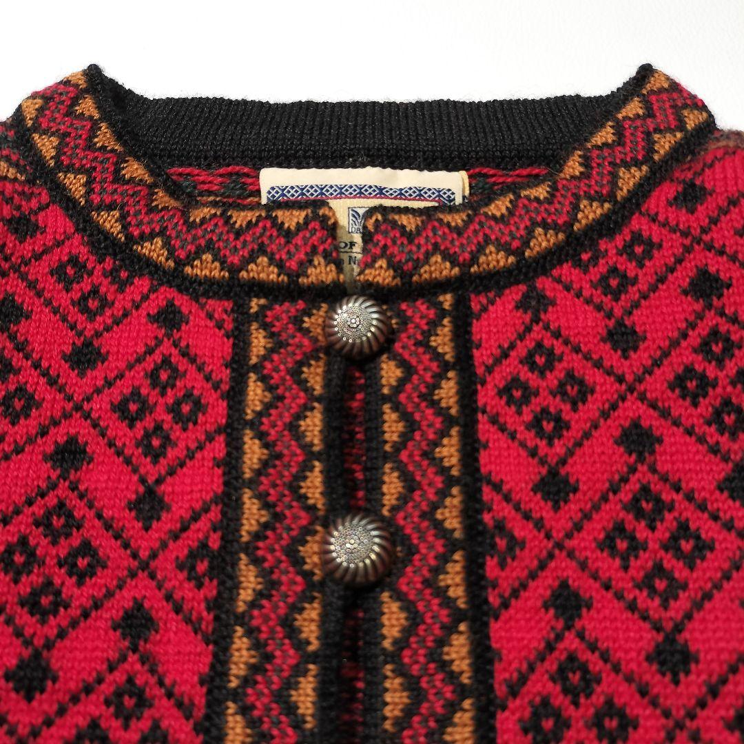 美品　ダーレオブノルウェー 　ノルディック カーディガン チロリアン ニット　赤
