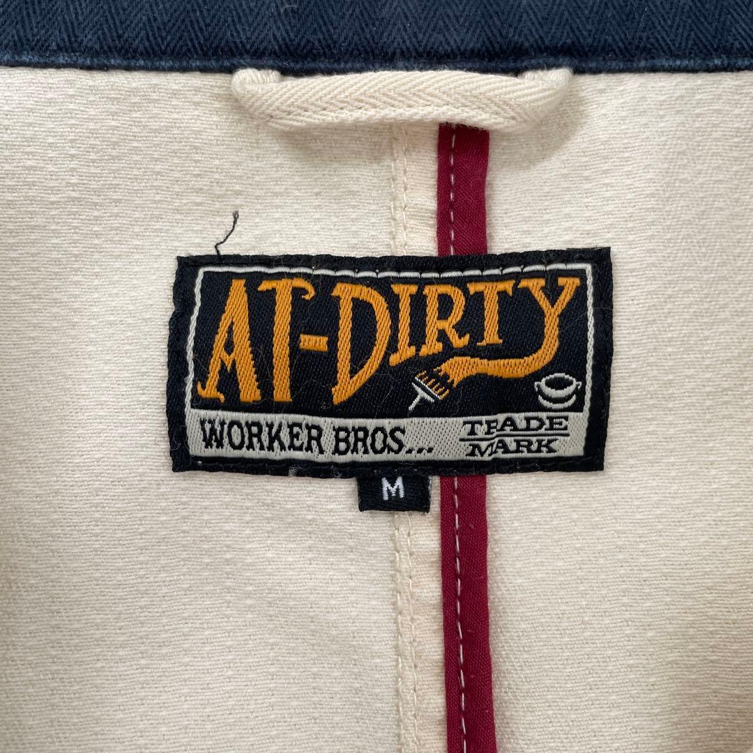 AT-DIRTY カバーオール ショップコートMサイズ ベージュ/ネイビー
