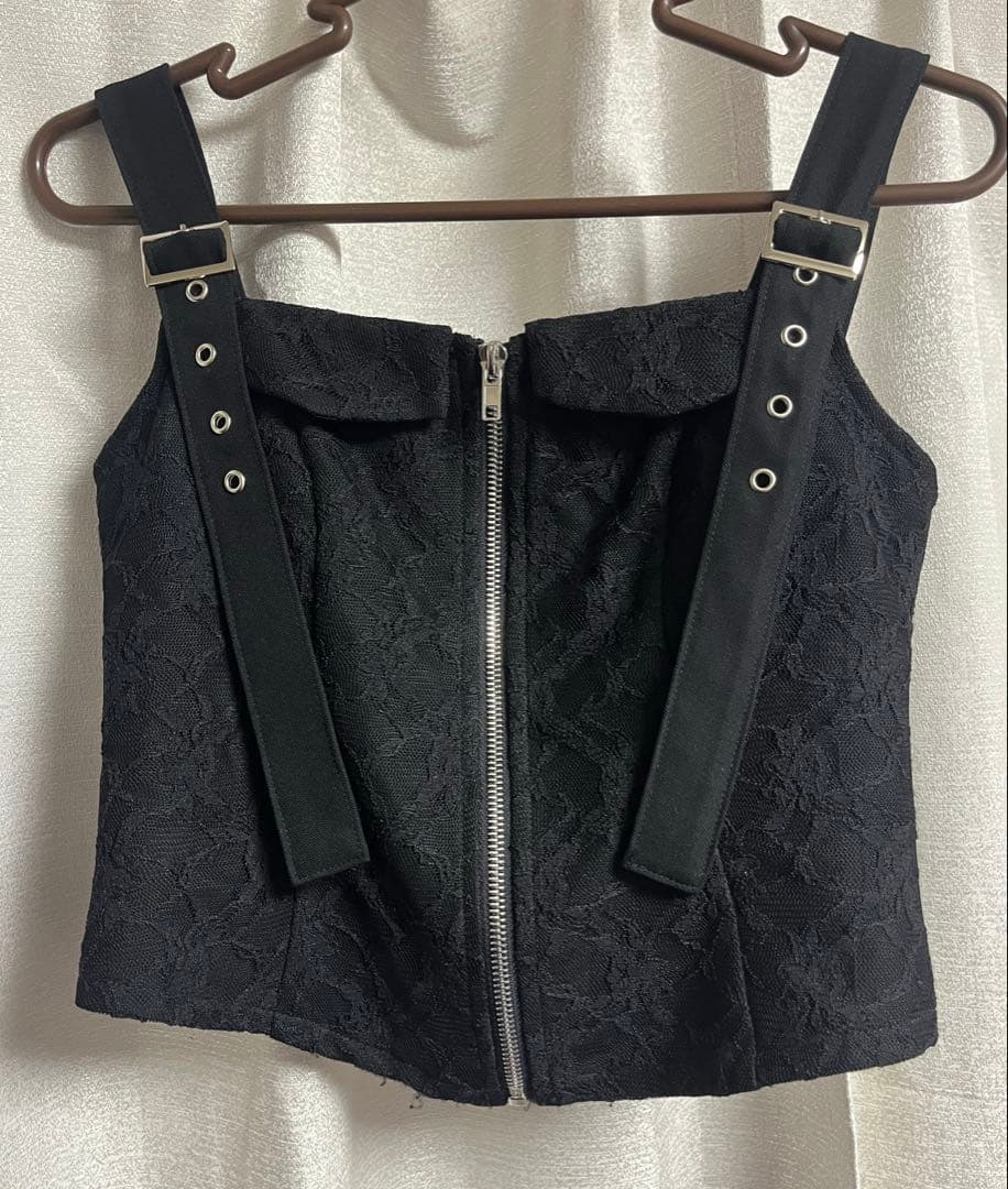 トップス YILON CORSET LACE CAMI BLACK