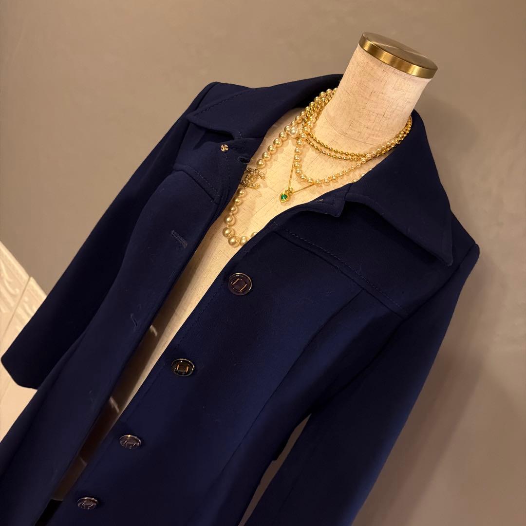【8万円】vintage 高級ステッチブルーデザイン　コート