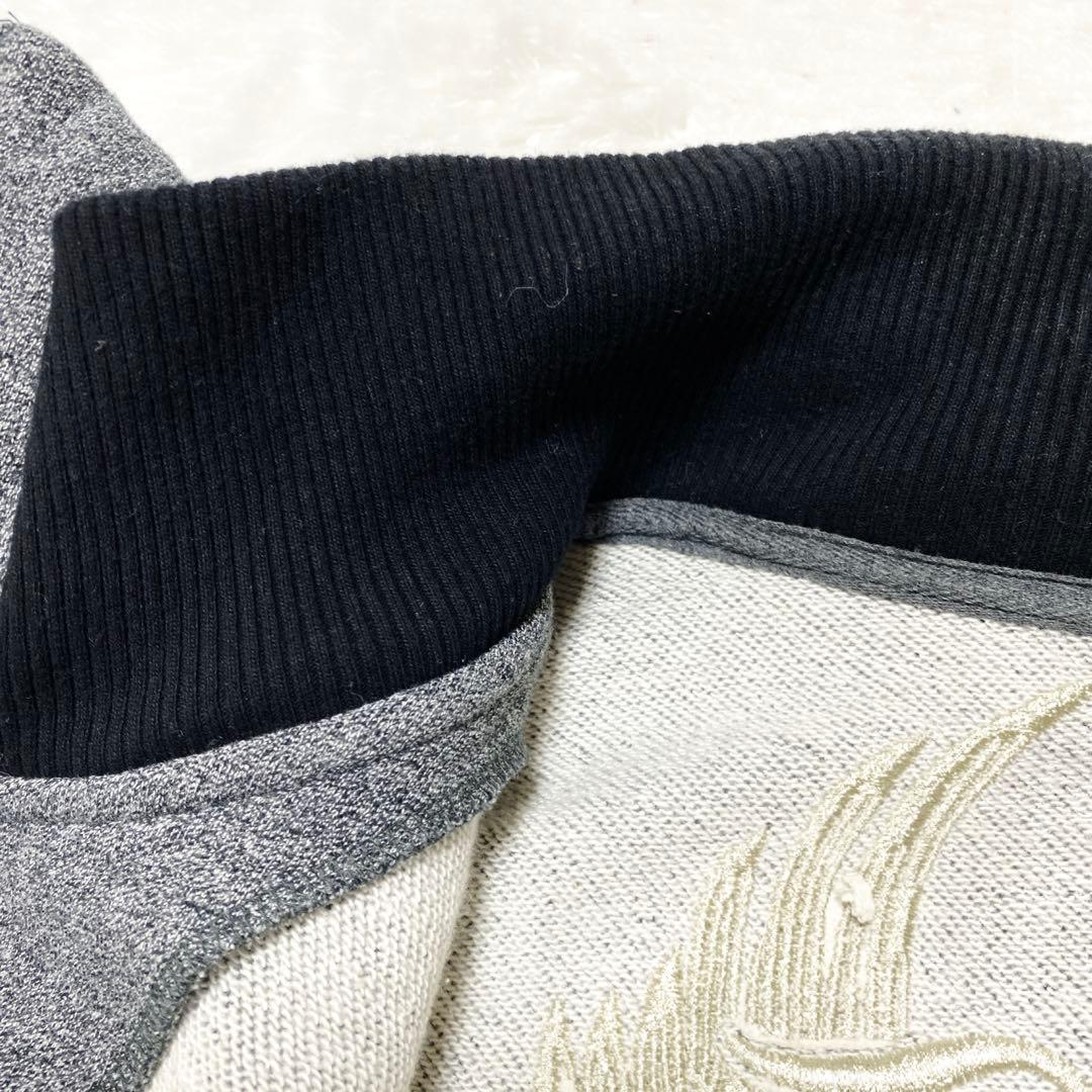 VANSON スカル刺繍 コットン スウェットブルゾン グレー L 2way
